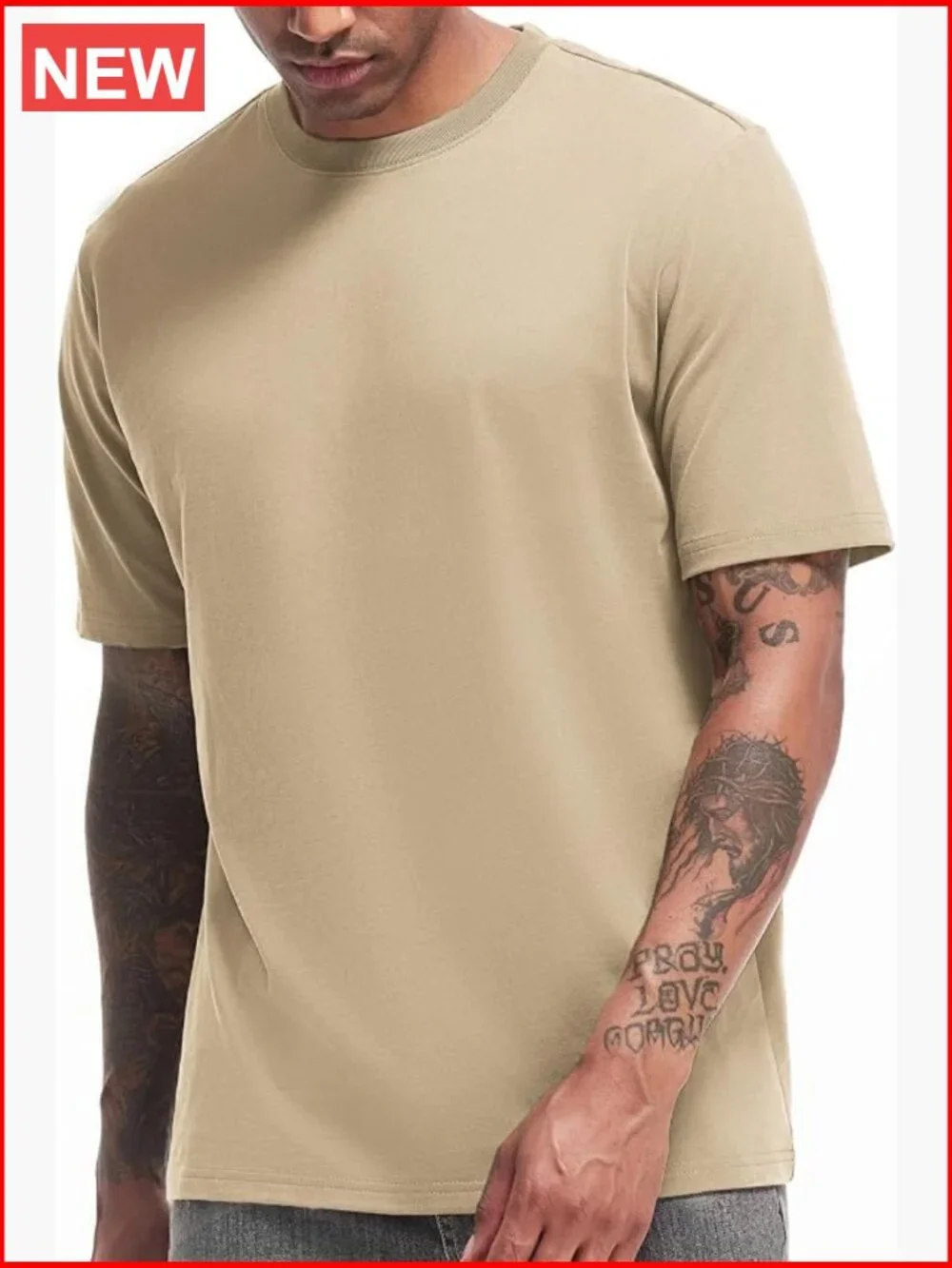 Men's Heavy Weight Crew Neck T-Shirt 100% Cotton Pre Shrunk Tee - Picture 1 of 6